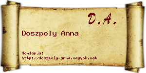 Doszpoly Anna névjegykártya