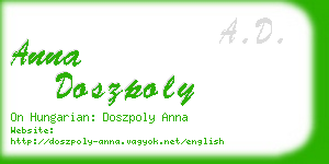 anna doszpoly business card